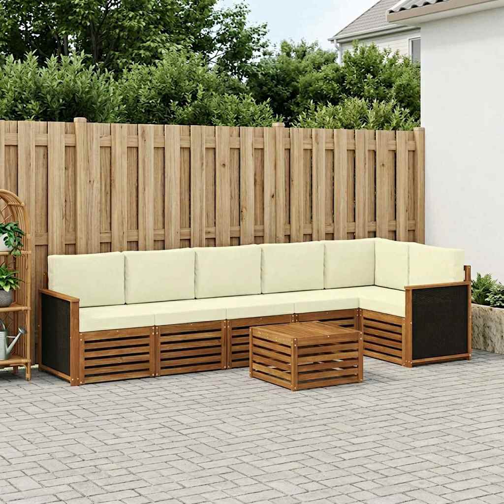 Set divano sezionale con cuscino 6 pcs Naturale e Crema | homemem39