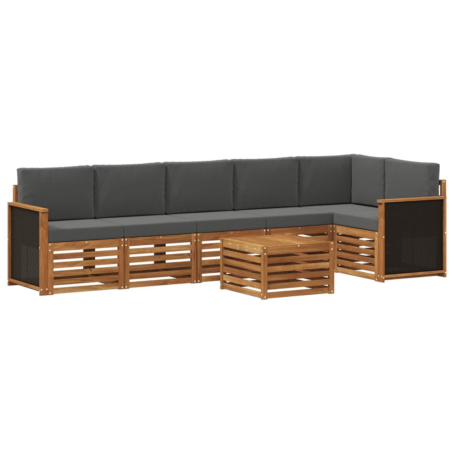 Set divano sezionale con cuscino 6 pcs Naturale e Antracite | homemem39