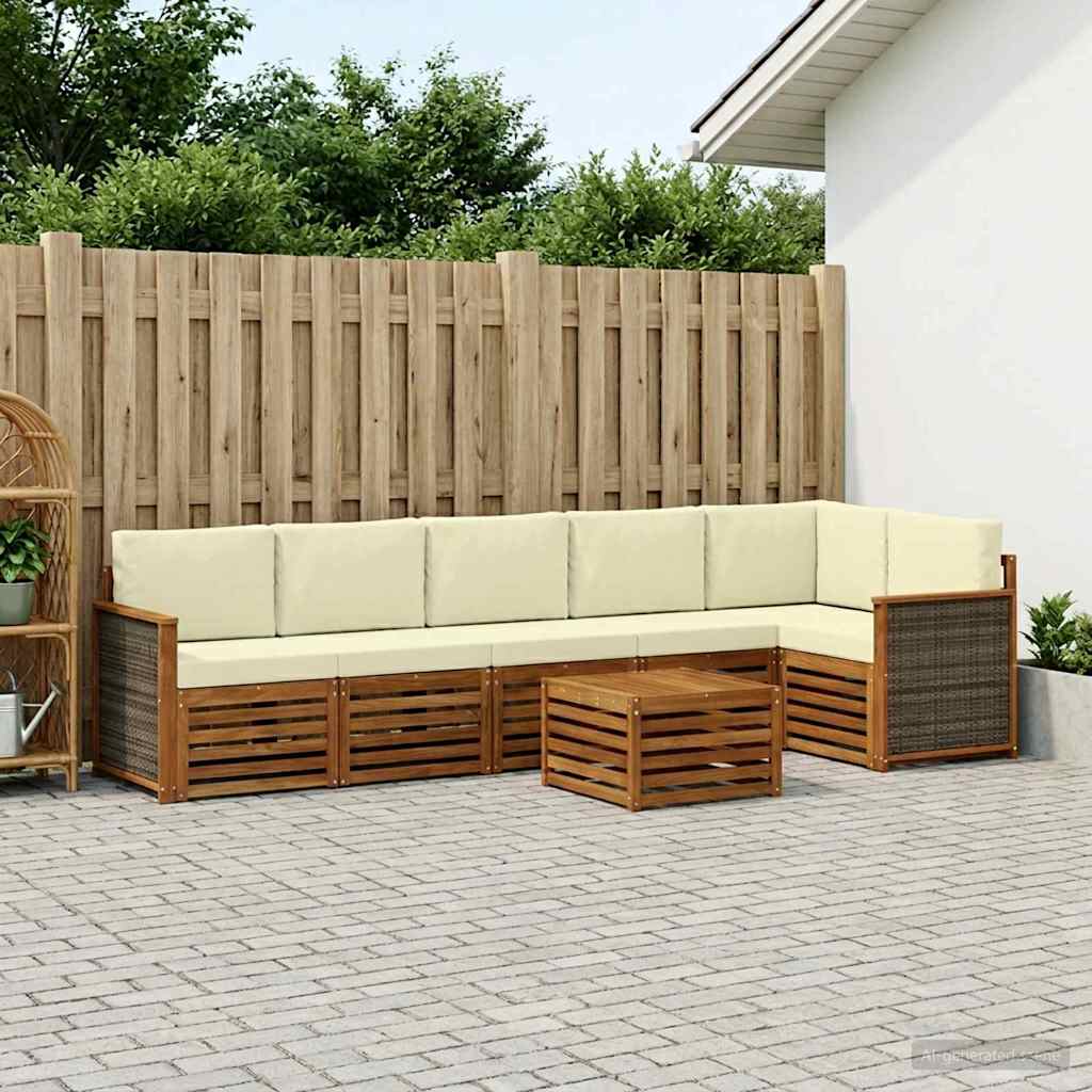 Set divano sezionale con cuscino 6 pcs Naturale e Crema