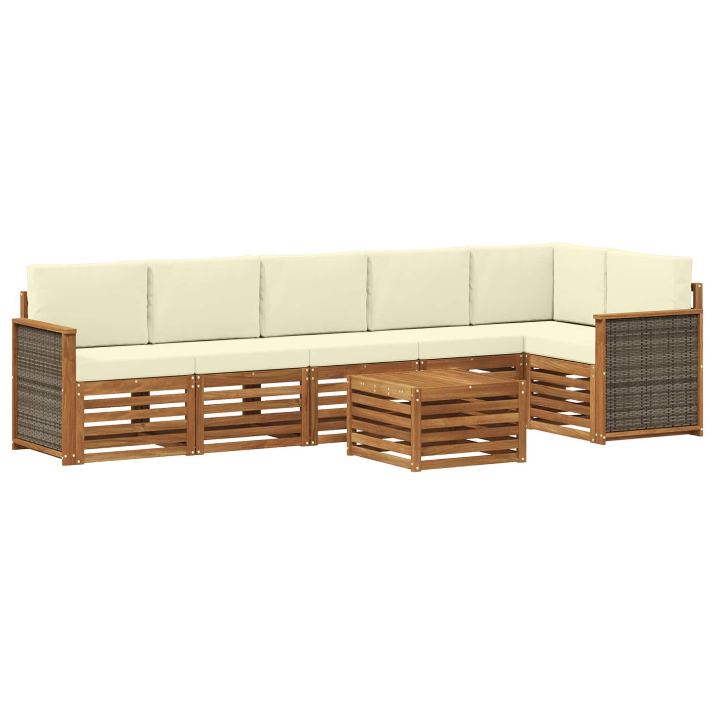 Set divano sezionale con cuscino 6 pcs Naturale e Crema