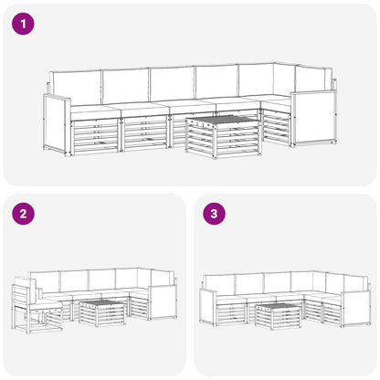 Set divano sezionale con cuscino 6 pcs Naturale e Crema