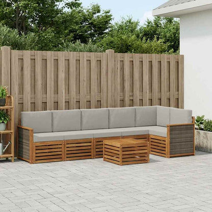 Set divano sezionale con cuscino 6 pcs Naturale e Grigio Chiaro | homemem39