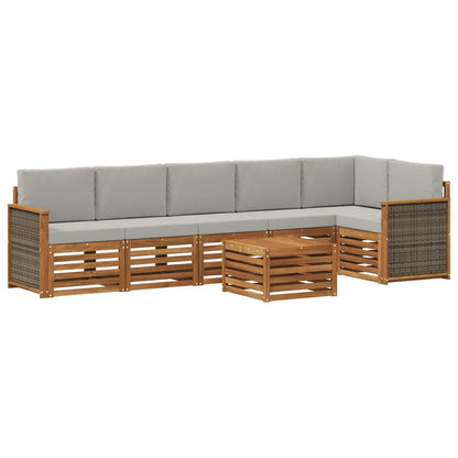 Set divano sezionale con cuscino 6 pcs Naturale e Grigio Chiaro | homemem39