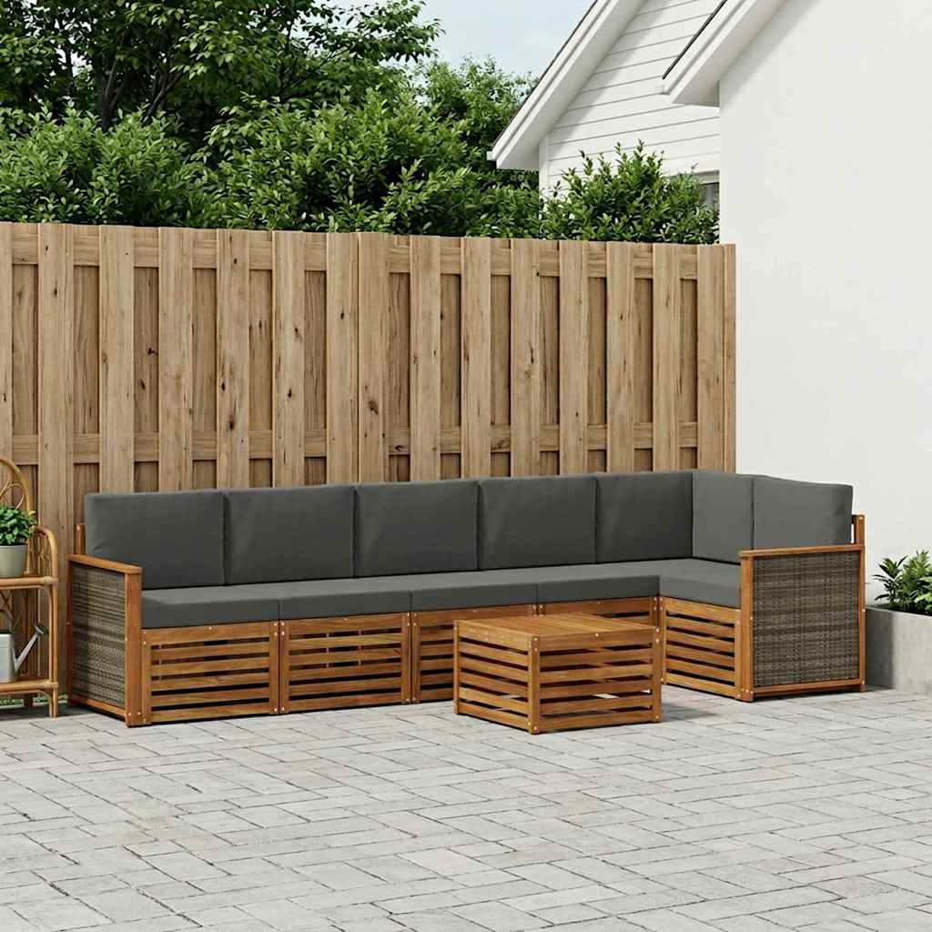 Set divano sezionale con cuscino 6 pcs Naturale e Antracite | homemem39