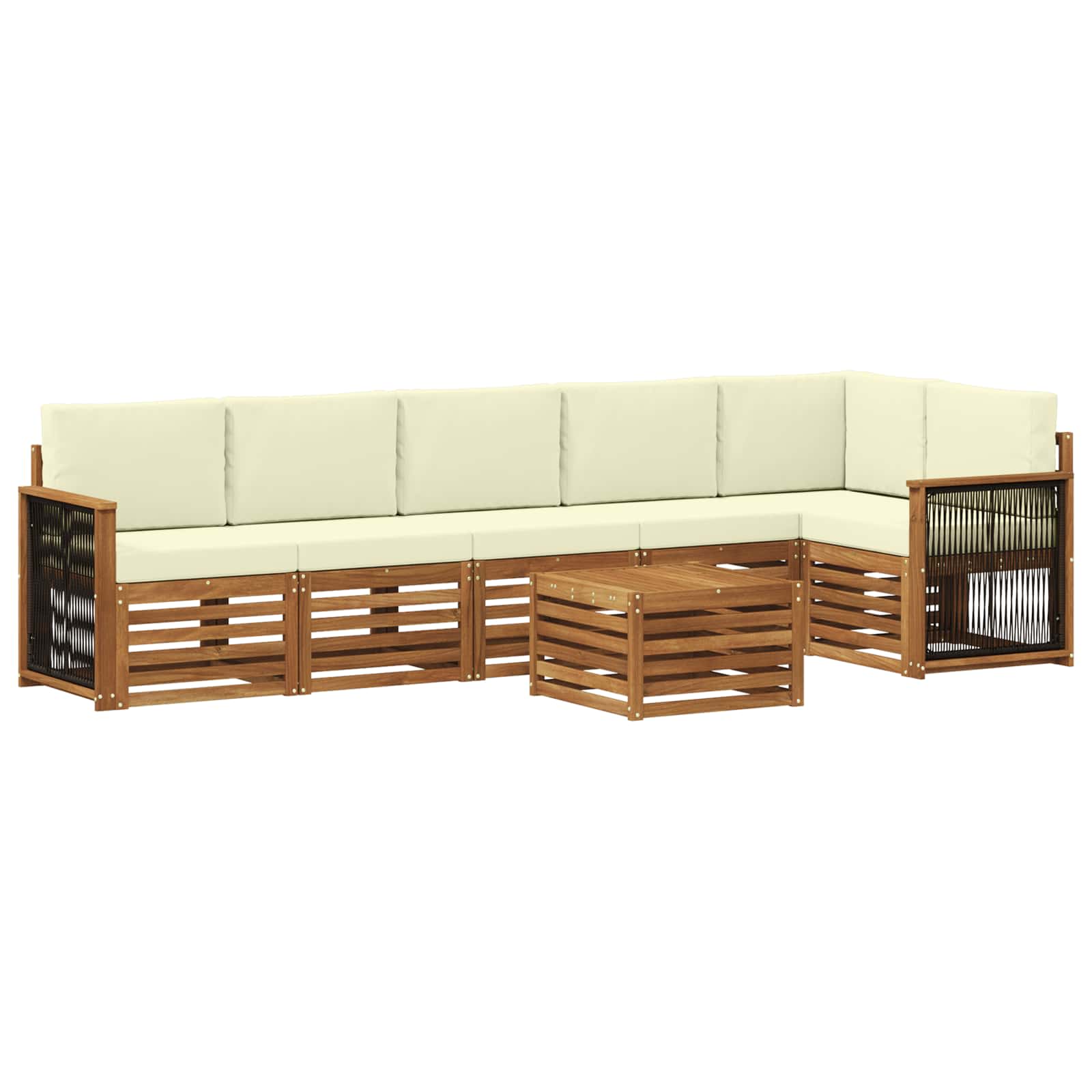 Set divano sezionale con cuscino 6 pcs Naturale e Crema | homemem39