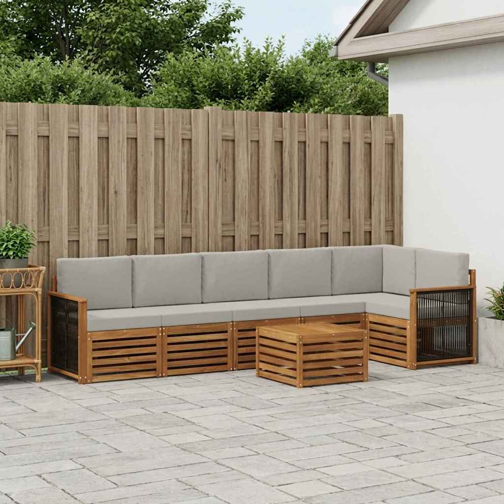 Set divano sezionale con cuscino 6 pcs Naturale e Grigio Chiaro | homemem39