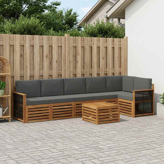 Set divano sezionale con cuscino 6 pcs Naturale e Antracite | homemem39