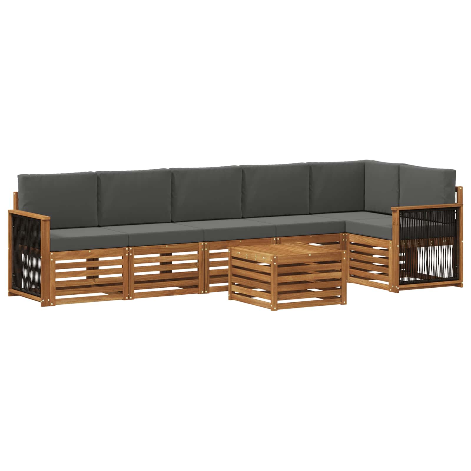 Set divano sezionale con cuscino 6 pcs Naturale e Antracite | homemem39