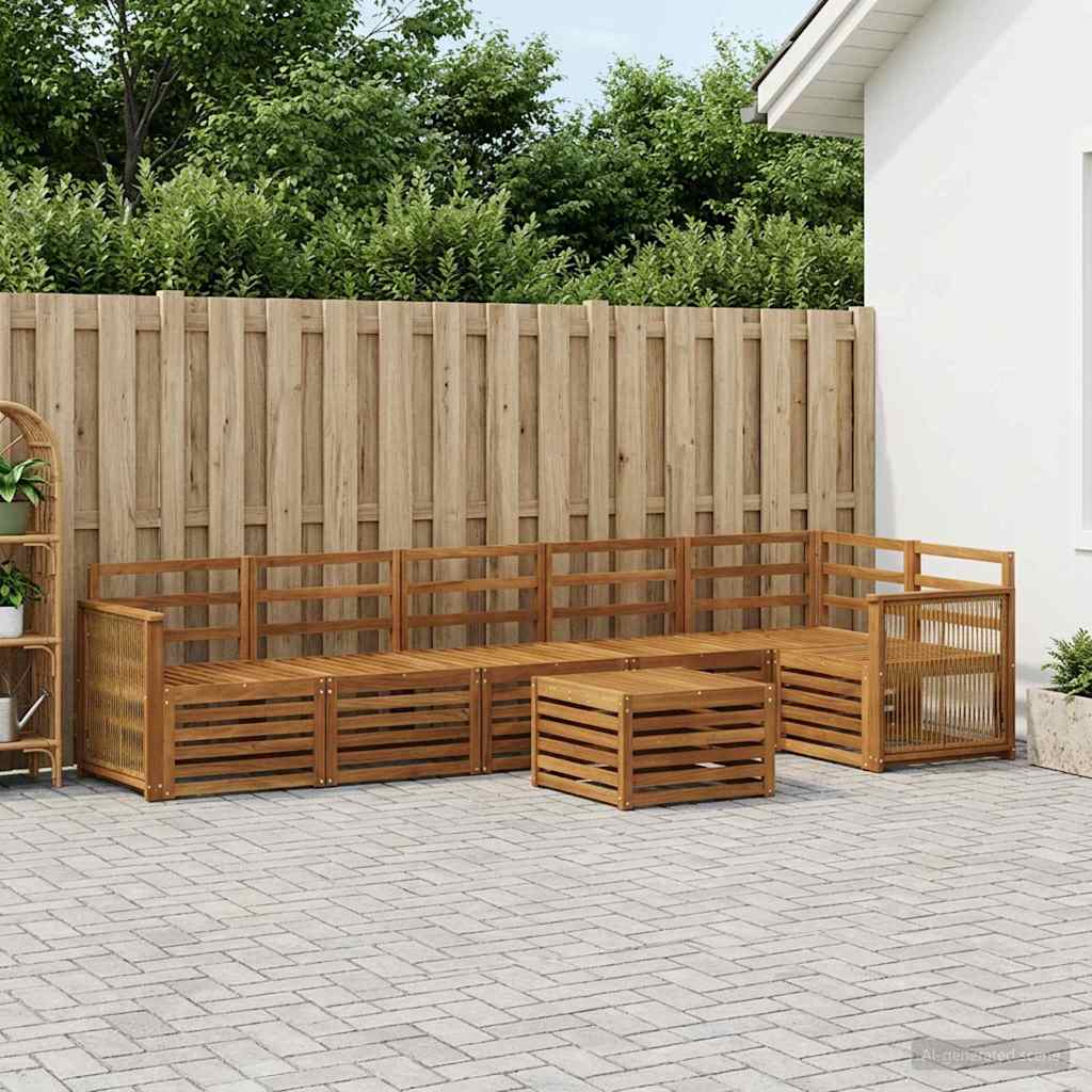 Set divano sezionale 6 pcs Naturale Legno di Acacia Massello