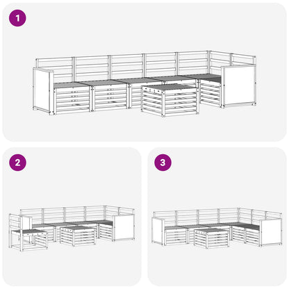 Set divano sezionale 6 pcs Naturale Legno di Acacia Massello