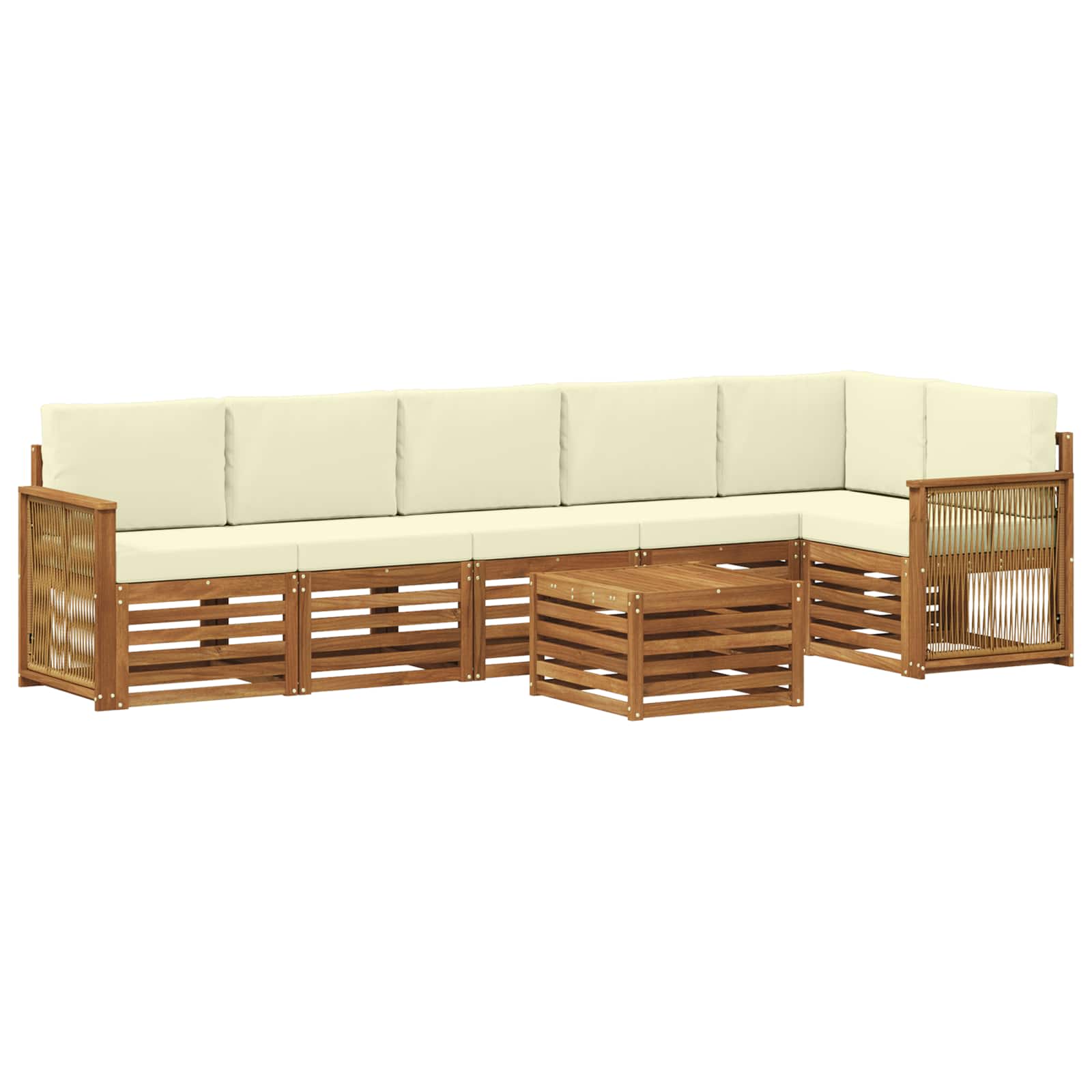 Set divano sezionale con cuscino 6 pcs Naturale e Crema | homemem39