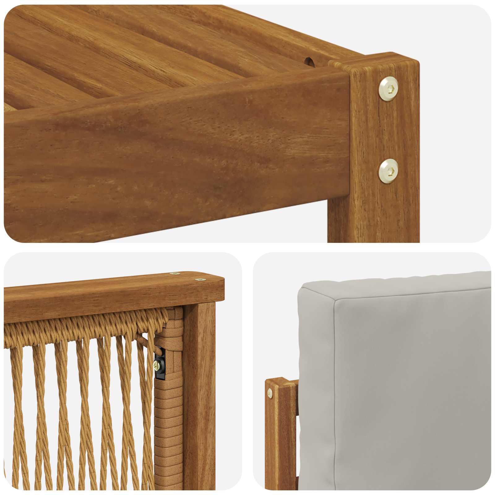 Set divano sezionale con cuscino 6 pcs Naturale e Grigio Chiaro | homemem39