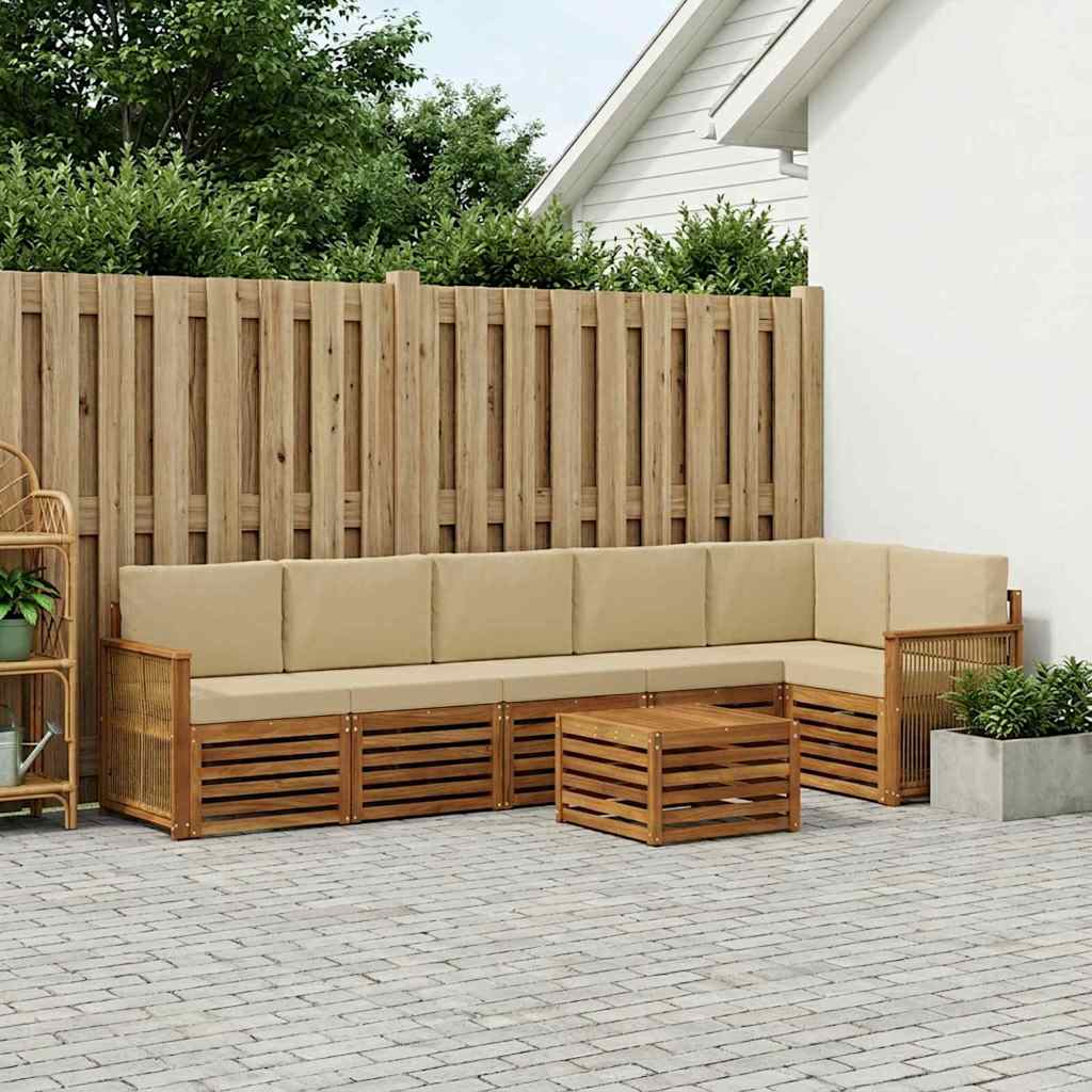 Set divano sezionale con cuscino 6 pcs Naturale | homemem39