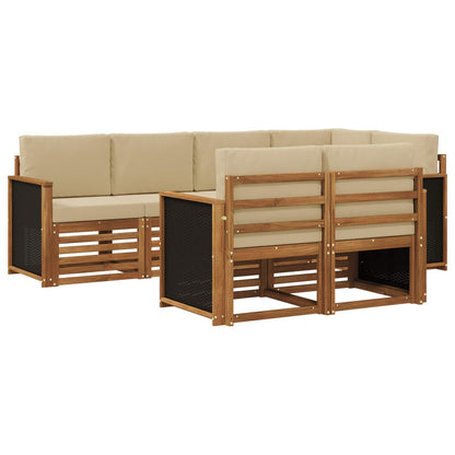 Set divano sezionale con cuscino 6 pcs Naturale