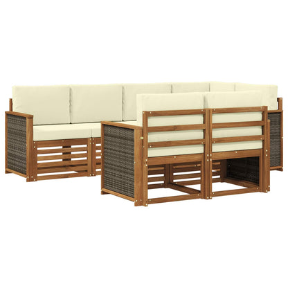 Set divano sezionale con cuscino 6 pcs Naturale e Crema | homemem39