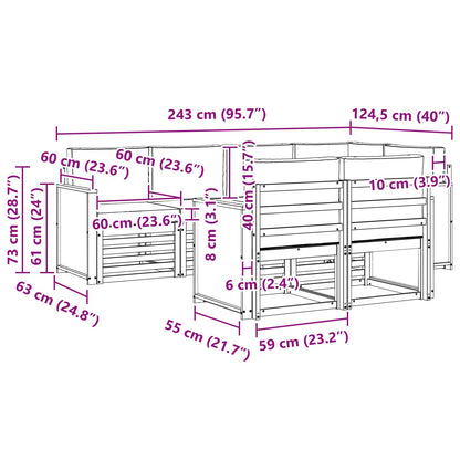 Set divano sezionale con cuscino 6 pcs Naturale