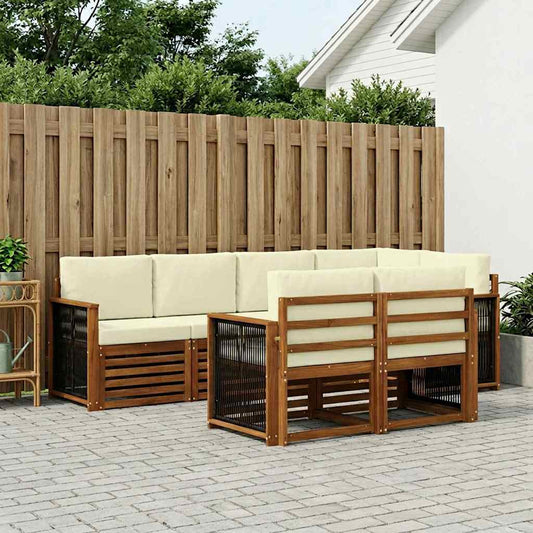 Set divano sezionale con cuscino 6 pcs Naturale e Crema