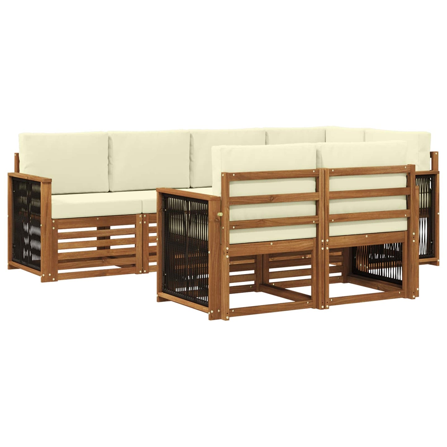 Set divano sezionale con cuscino 6 pcs Naturale e Crema
