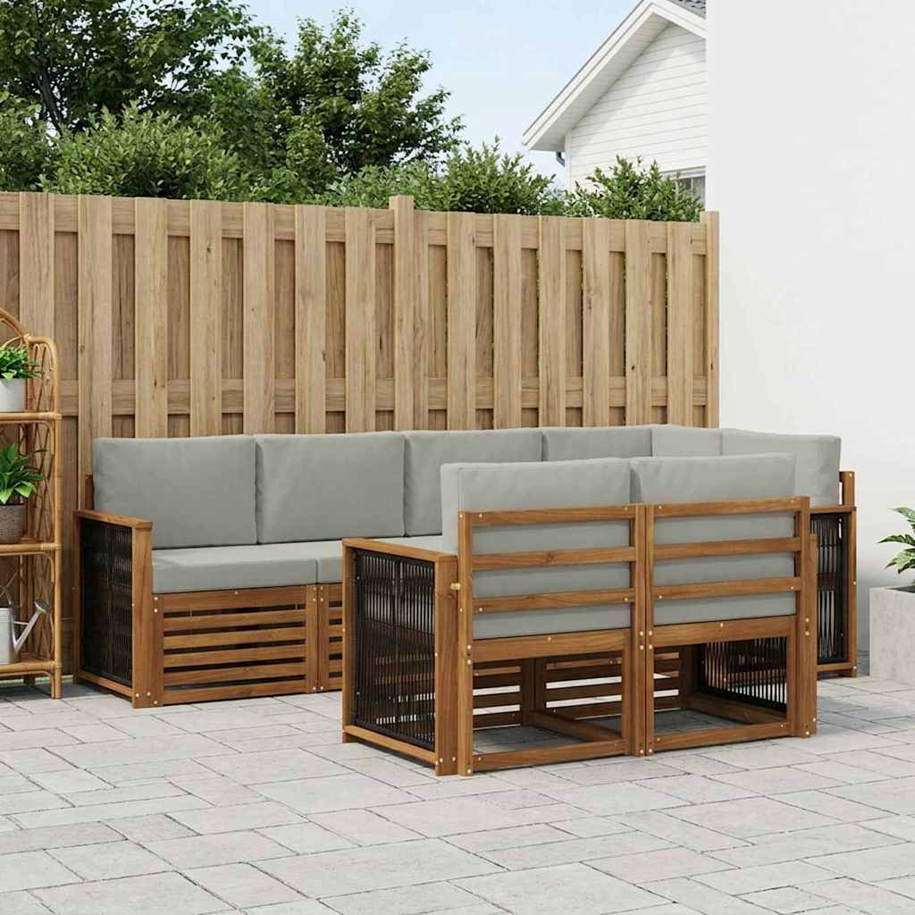 Set divano sezionale con cuscino 6 pcs Naturale e Grigio Chiaro | homemem39