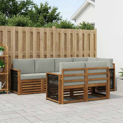 Set divano sezionale con cuscino 6 pcs Naturale e Grigio Chiaro | homemem39
