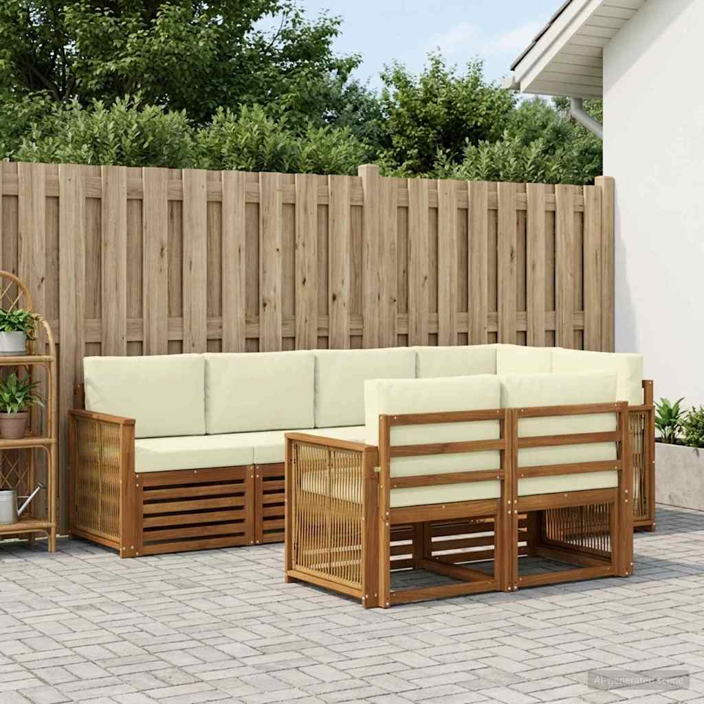 Set divano sezionale con cuscino 6 pcs Naturale e Crema
