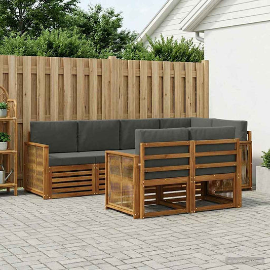Set divano sezionale con cuscino 6 pcs Naturale e Antracite