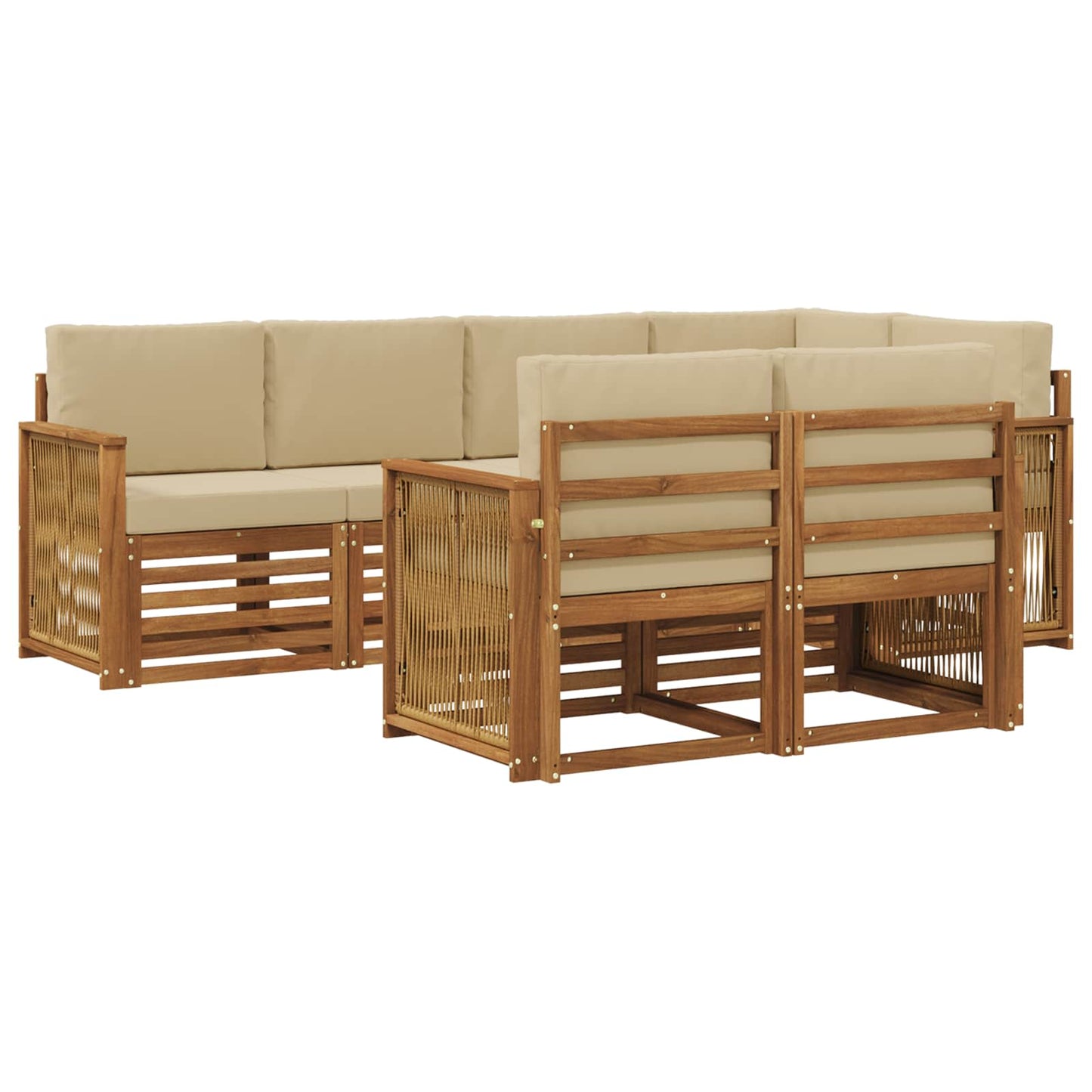 Set divano sezionale con cuscino 6 pcs Naturale