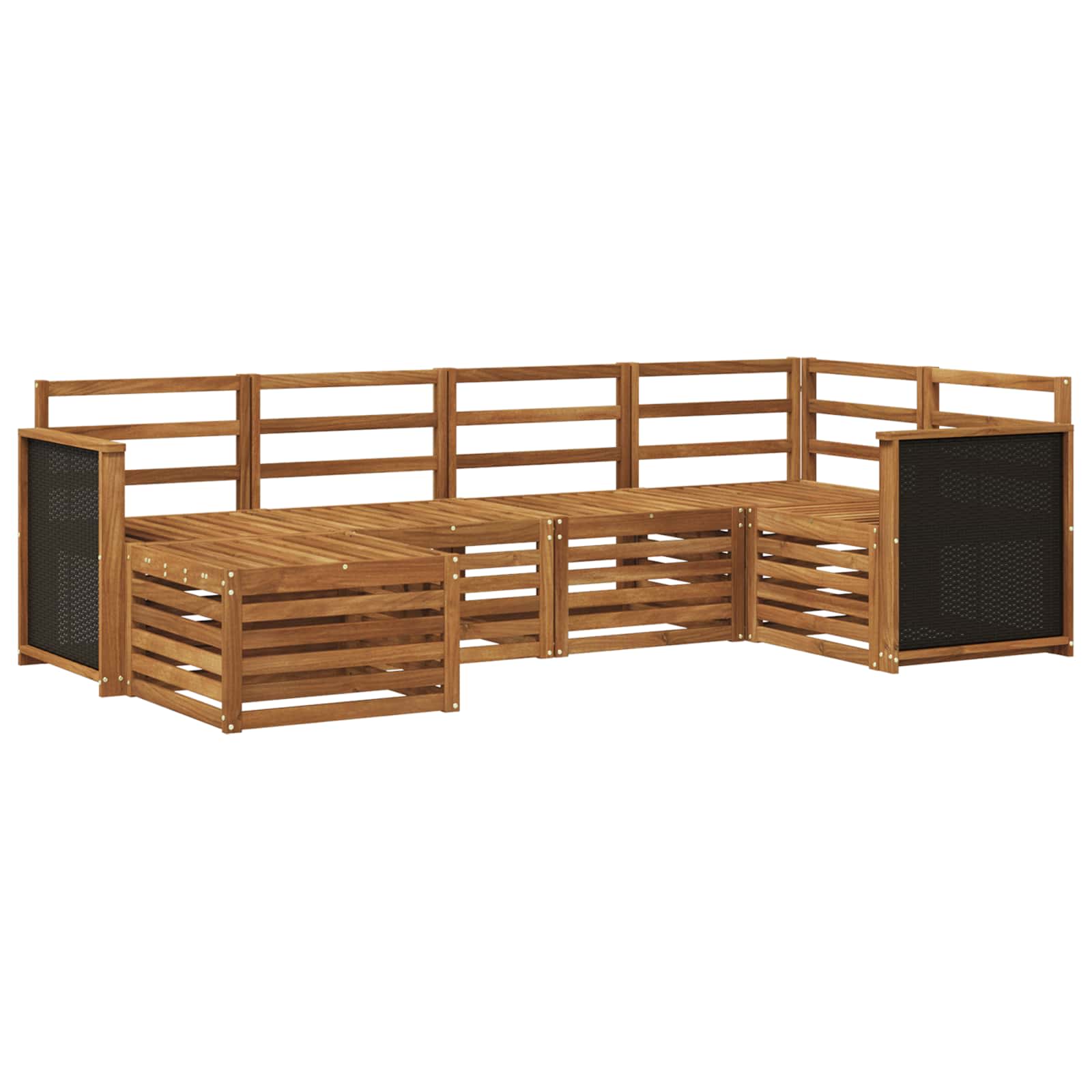 Set divano sezionale 5 pcs Naturale Legno di Acacia Massello | homemem39
