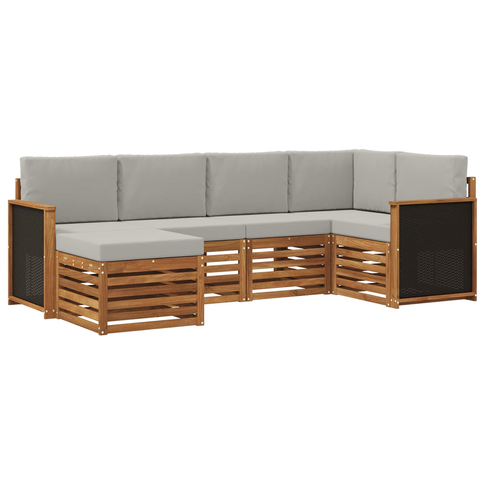 Set divano sezionale con cuscino 5 pcs Naturale e Grigio Chiaro | homemem39