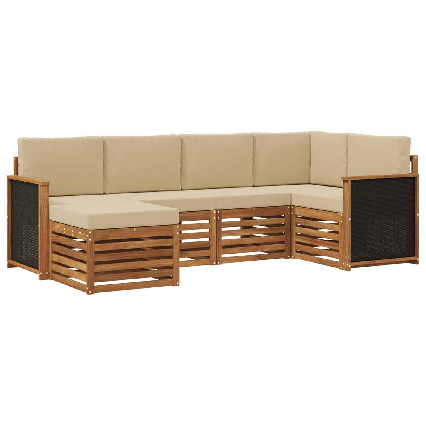 Set divano sezionale con cuscino 5 pcs Naturale | homemem39