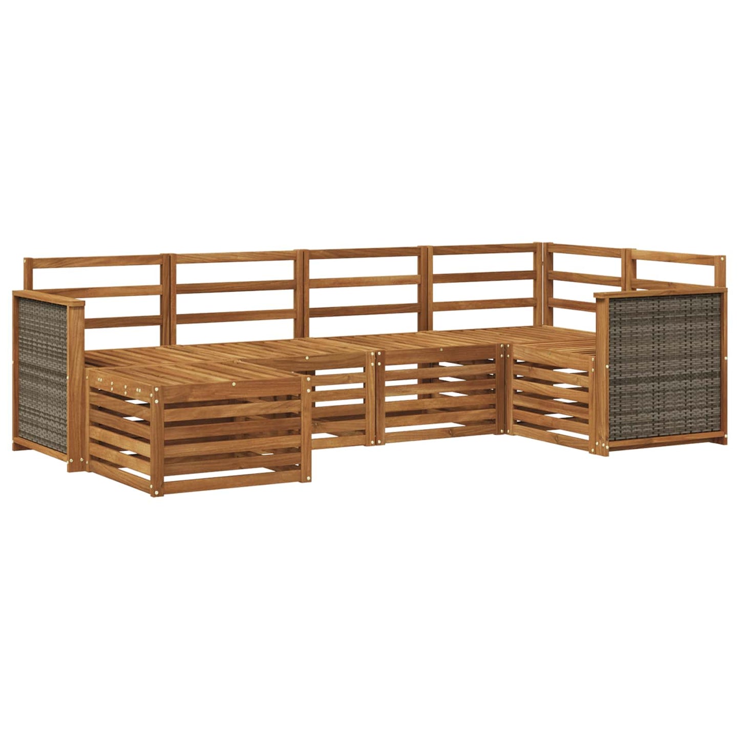 Set divano sezionale 5 pcs Naturale Legno di Acacia Massello | homemem39