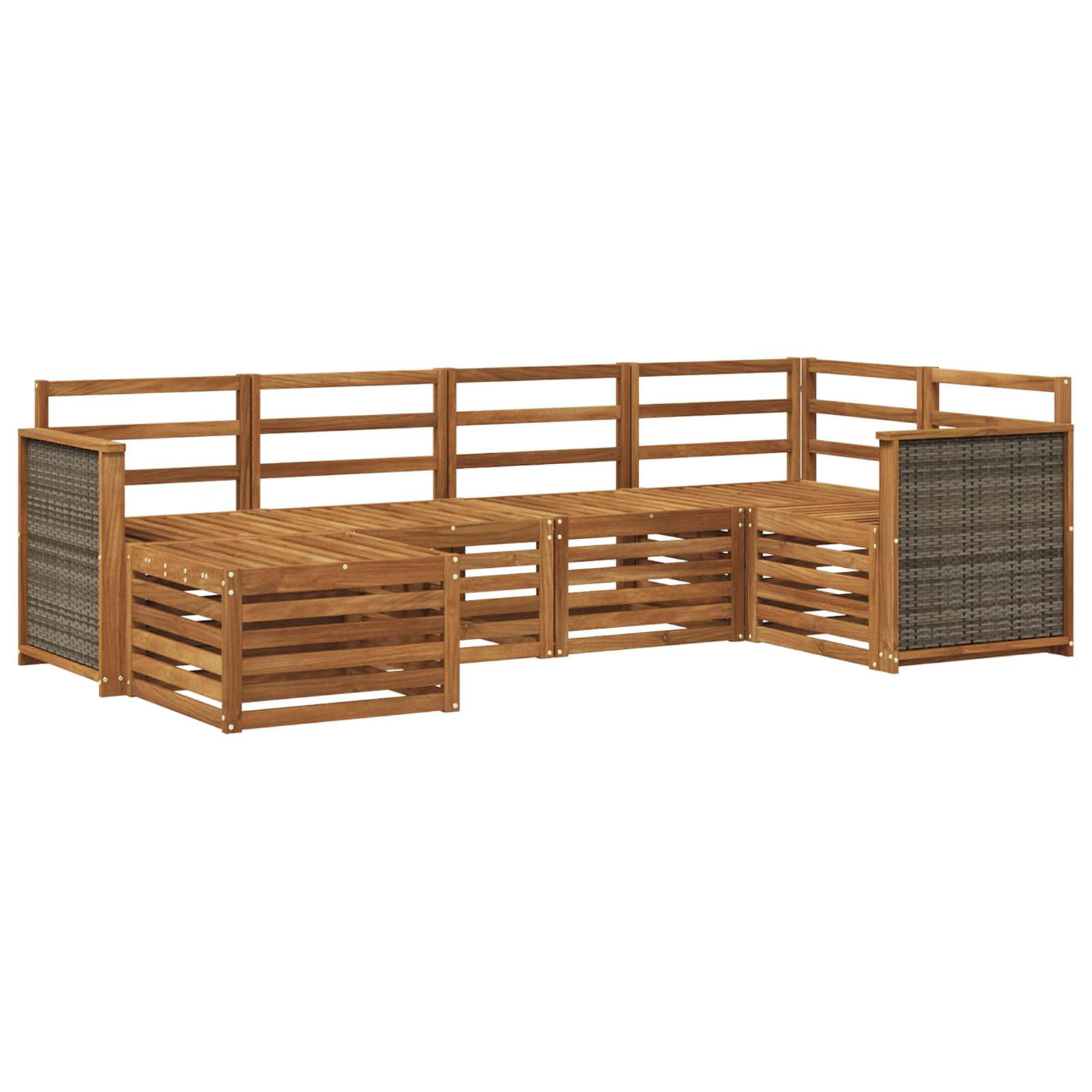 Set divano sezionale 5 pcs Naturale Legno di Acacia Massello | homemem39