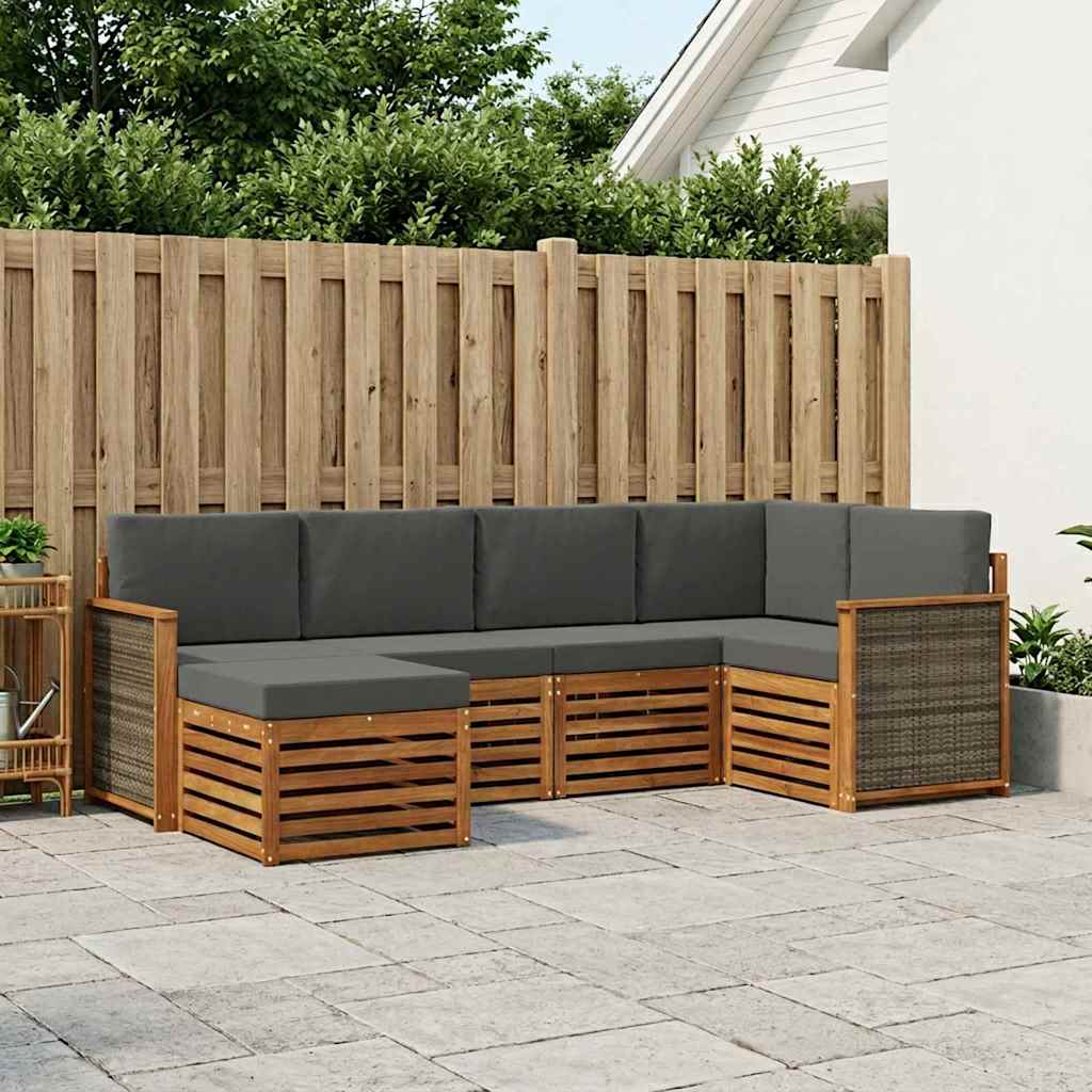 Set divano sezionale con cuscino 5 pcs Naturale e Antracite