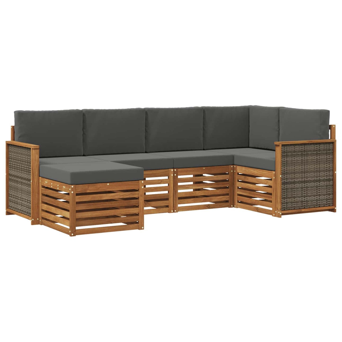 Set divano sezionale con cuscino 5 pcs Naturale e Antracite