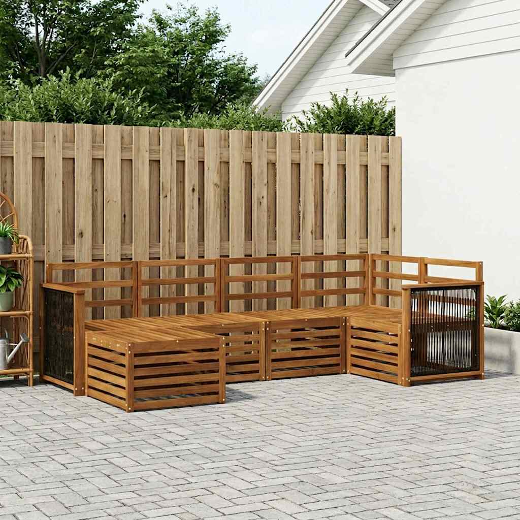 Set divano sezionale 5 pcs Naturale Legno di Acacia Massello | homemem39