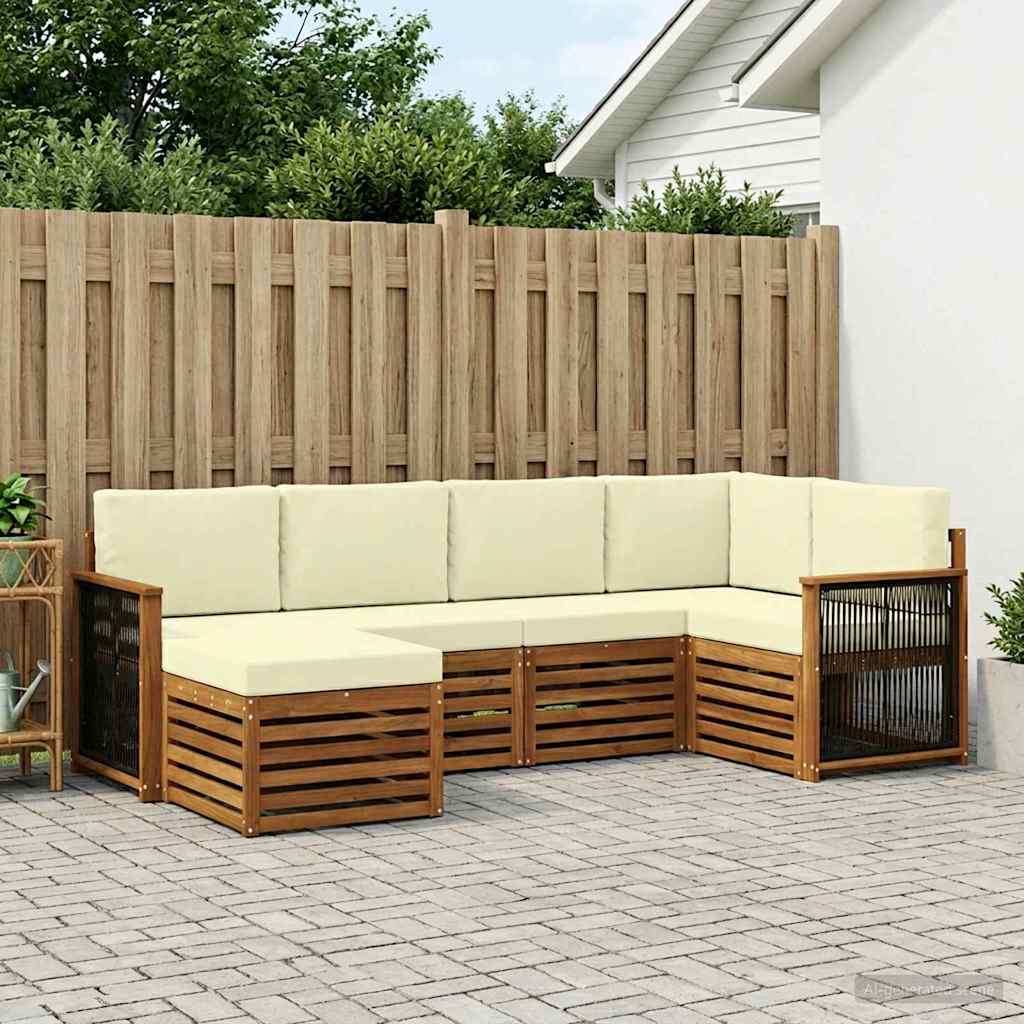 Set divano sezionale con cuscino 5 pcs Naturale e Crema