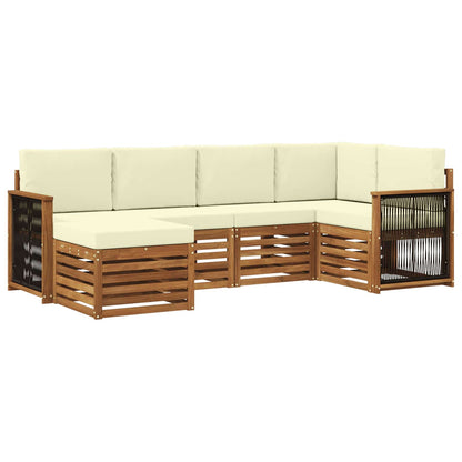Set divano sezionale con cuscino 5 pcs Naturale e Crema