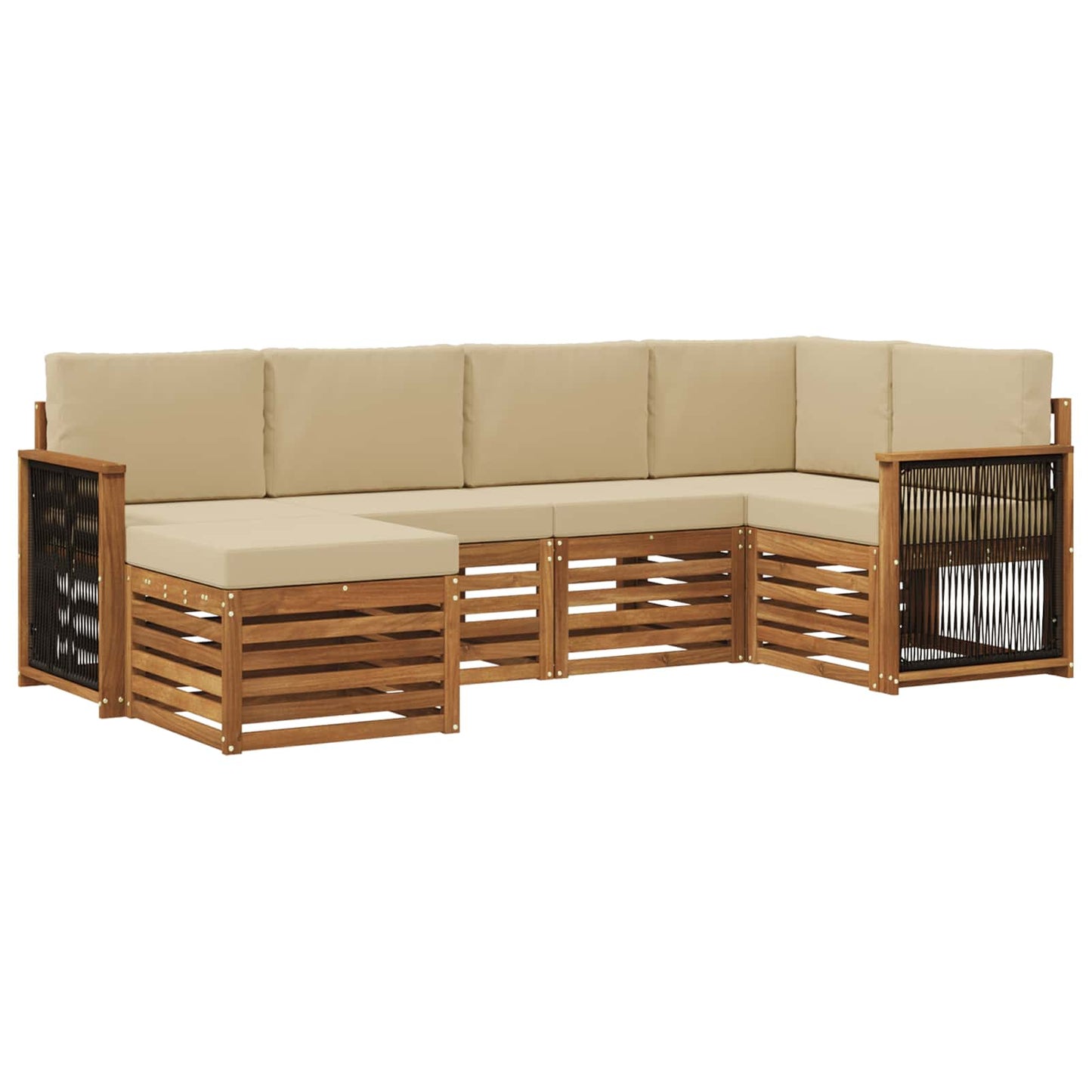 Set divano sezionale con cuscino 5 pcs Naturale