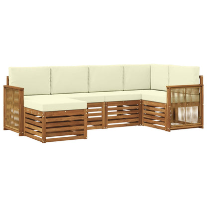 Set divano sezionale con cuscino 5 pcs Naturale e Crema
