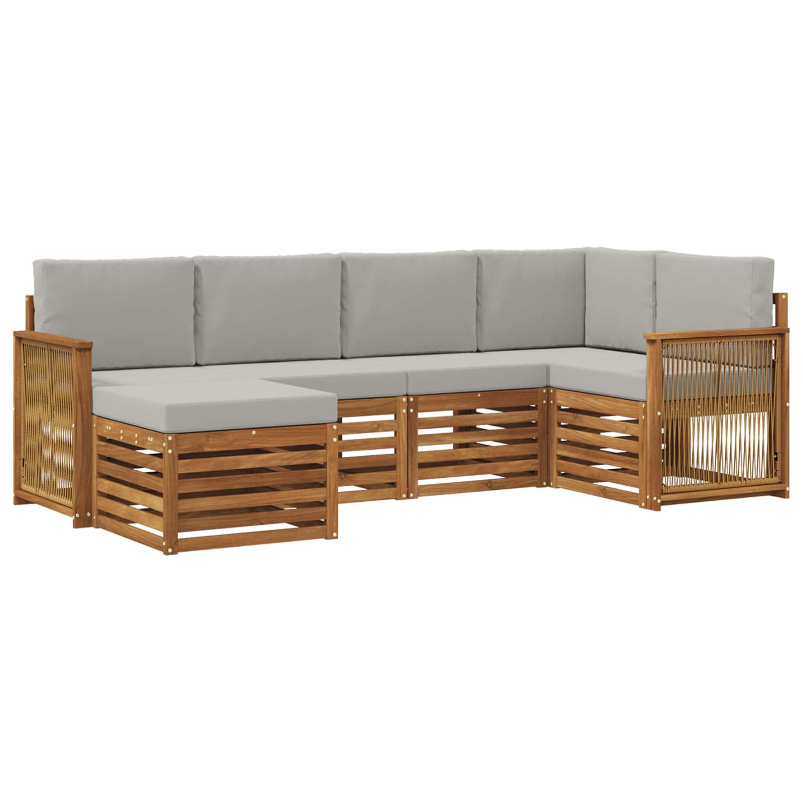Set divano sezionale con cuscino 5 pcs Naturale e Grigio Chiaro | homemem39