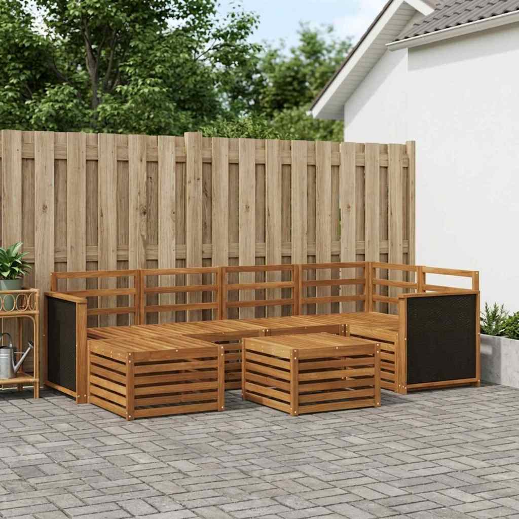 Set divano sezionale 6 pcs Naturale Legno di Acacia Massello | homemem39