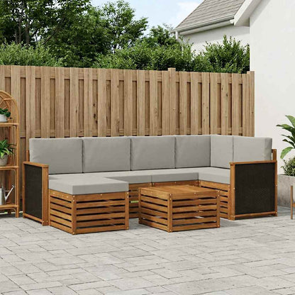 Set divano sezionale con cuscino 6 pcs Naturale e Grigio Chiaro | homemem39