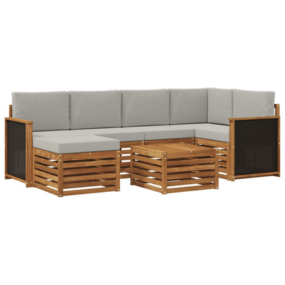 Set divano sezionale con cuscino 6 pcs Naturale e Grigio Chiaro | homemem39
