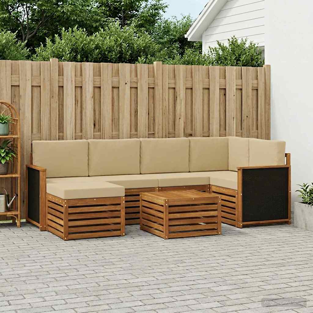 Set divano sezionale con cuscino 6 pcs Naturale