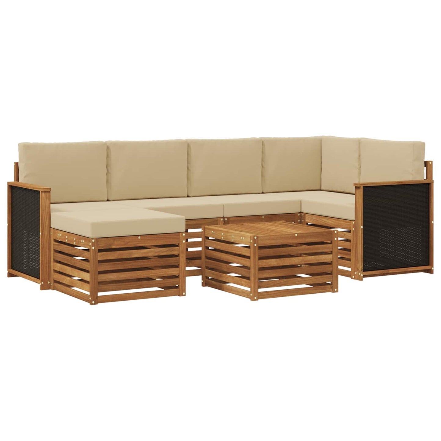 Set divano sezionale con cuscino 6 pcs Naturale