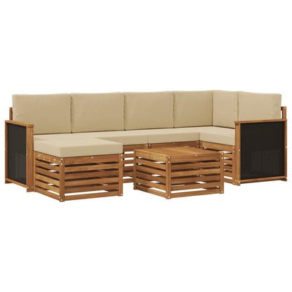 Set divano sezionale con cuscino 6 pcs Naturale