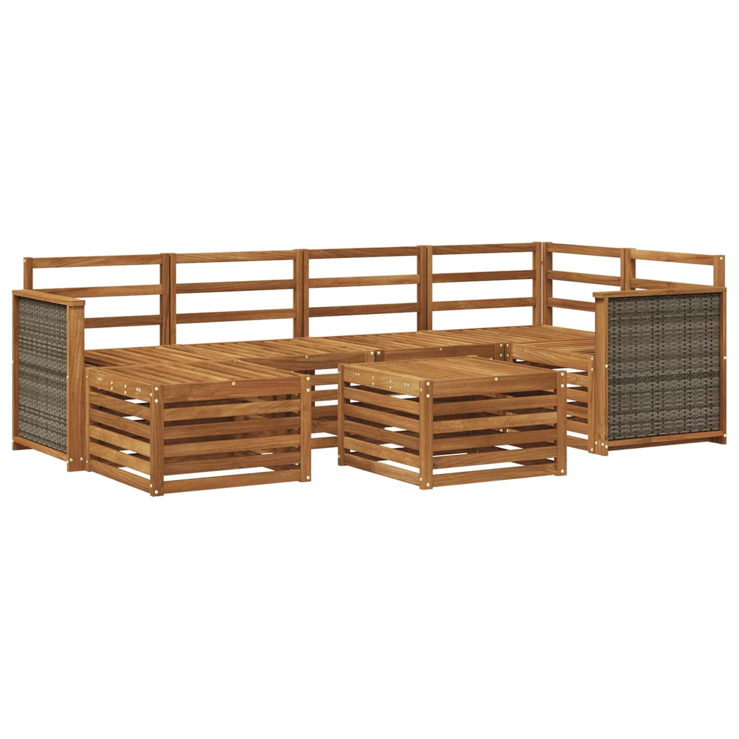 Set divano sezionale 6 pcs Naturale Legno di Acacia Massello