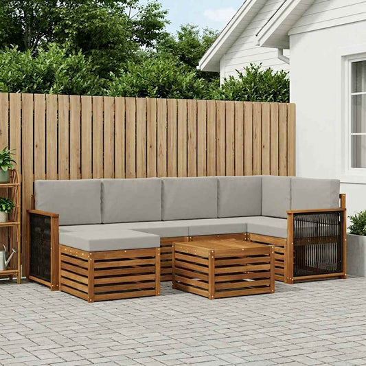 Set divano sezionale con cuscino 6 pcs Naturale e Grigio Chiaro | homemem39