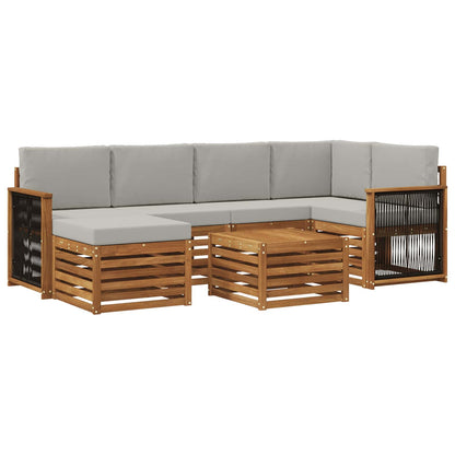 Set divano sezionale con cuscino 6 pcs Naturale e Grigio Chiaro | homemem39