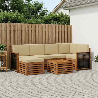 Set divano sezionale con cuscino 6 pcs Naturale